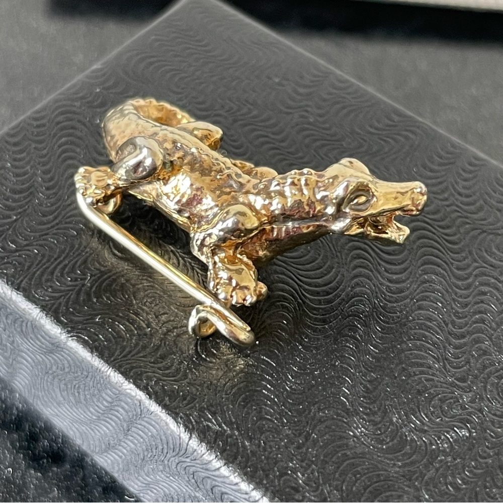 *SOLD* Rare Vintage Gold Vermeil Alligator Crocodile Lizard Reptile Brooch Pin - Picture 8 of 14